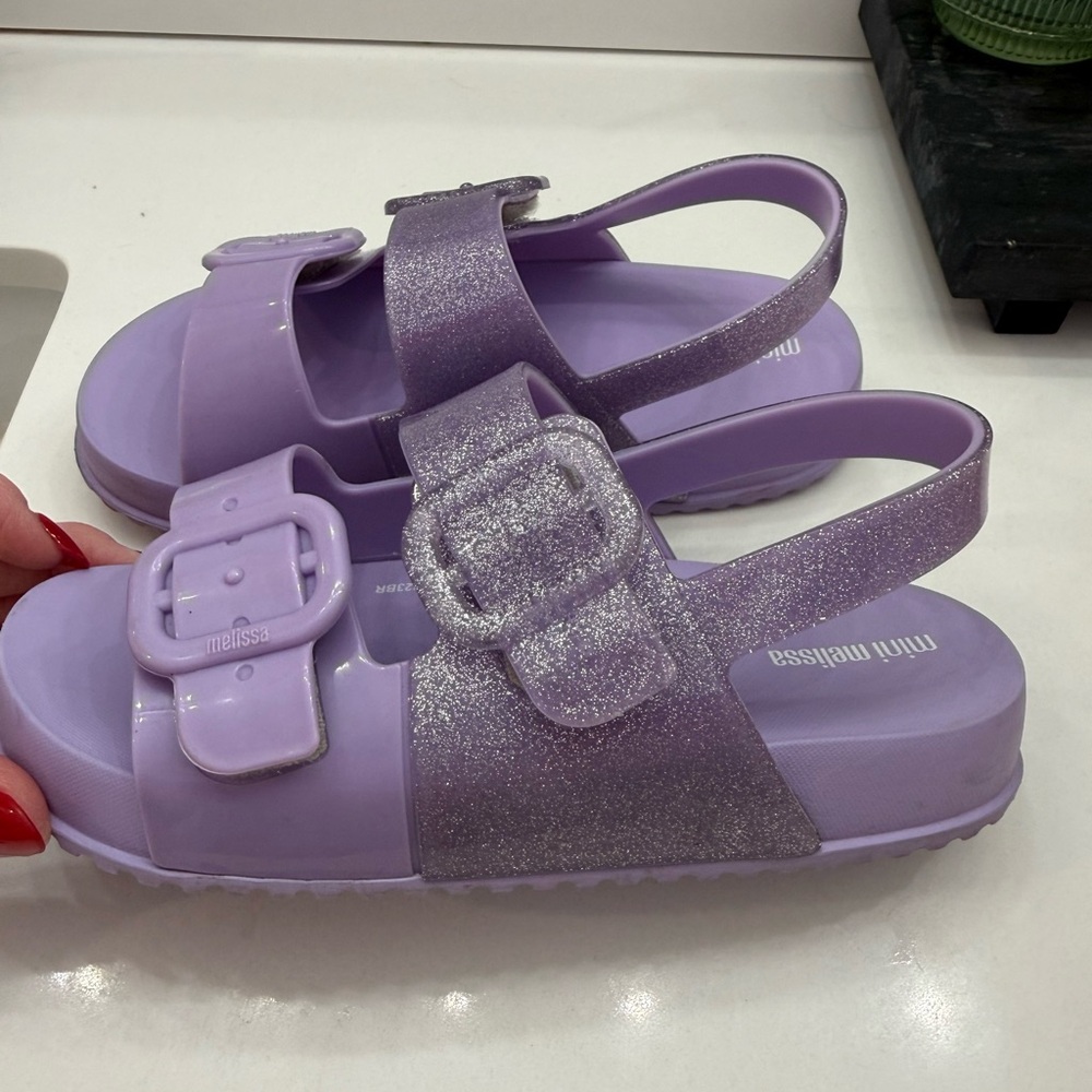 Mini Melissa Lavender Glitter Kids Sandals